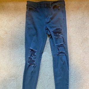 Midnight Blue/Grey Distressed Jeans AE